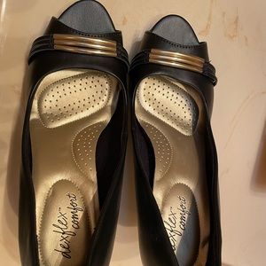 Black Pumps with Gold Trim